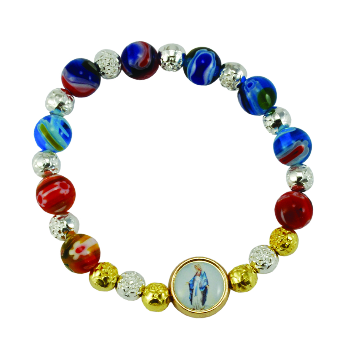 Armband mit Rosenperlen und Marienmedaillon