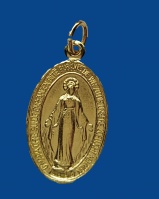 Wundertätige Medaille aus Aluminium, gold eloxiert, 14 mm