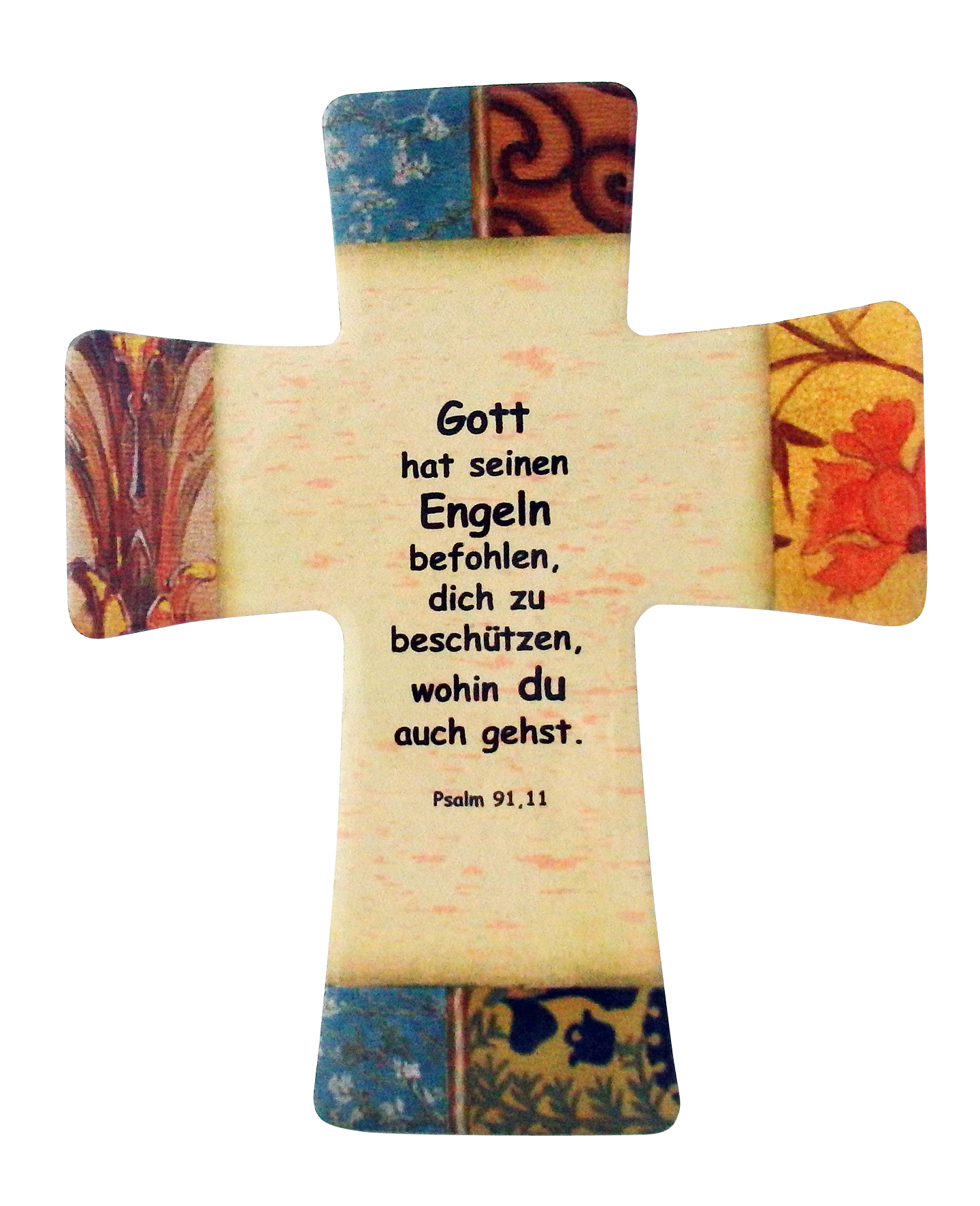 Keramikkreuz „Gott hat seinen Engeln befohlen“