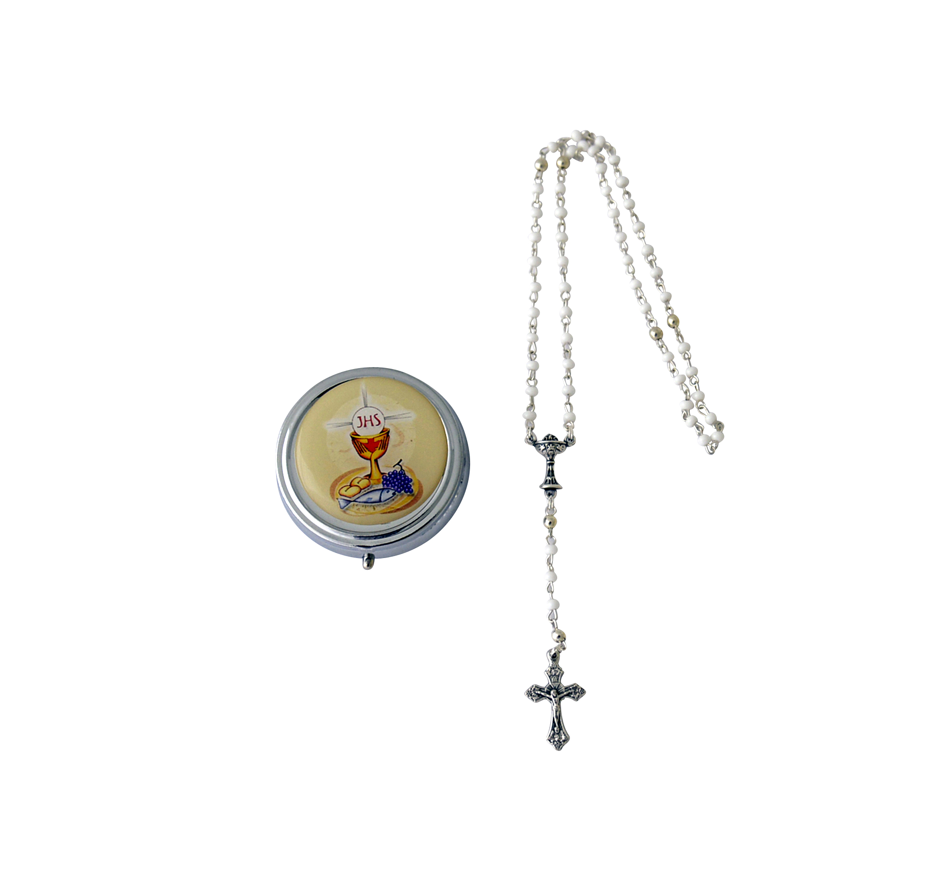 Rosenkranzdose „Kelch“ mit Rosenkranz