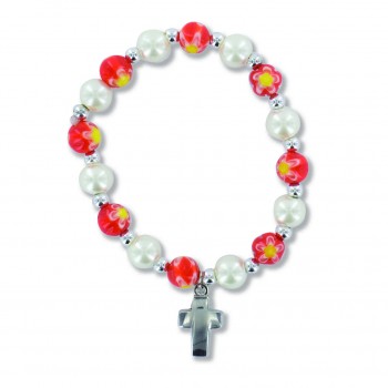 Armband mit Kreuz „Blumenperlen“