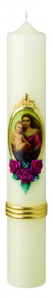 Kerze „Madonna mit Kind“ mit Rosen